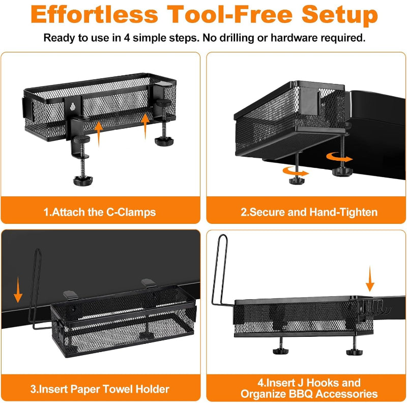 Black Griddle Caddy Side Shelf Organizer
