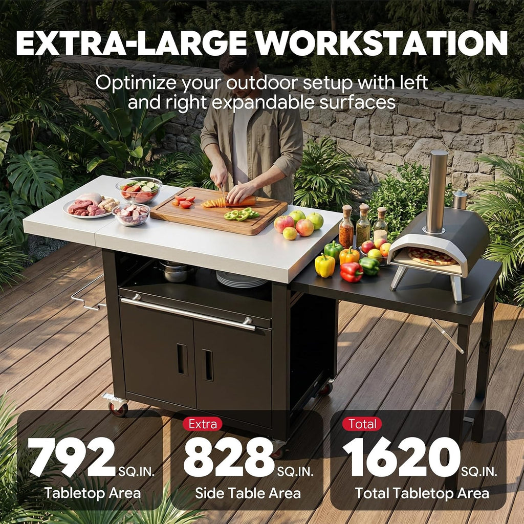 Rolling Outdoor Kitchen Island with Cabinet