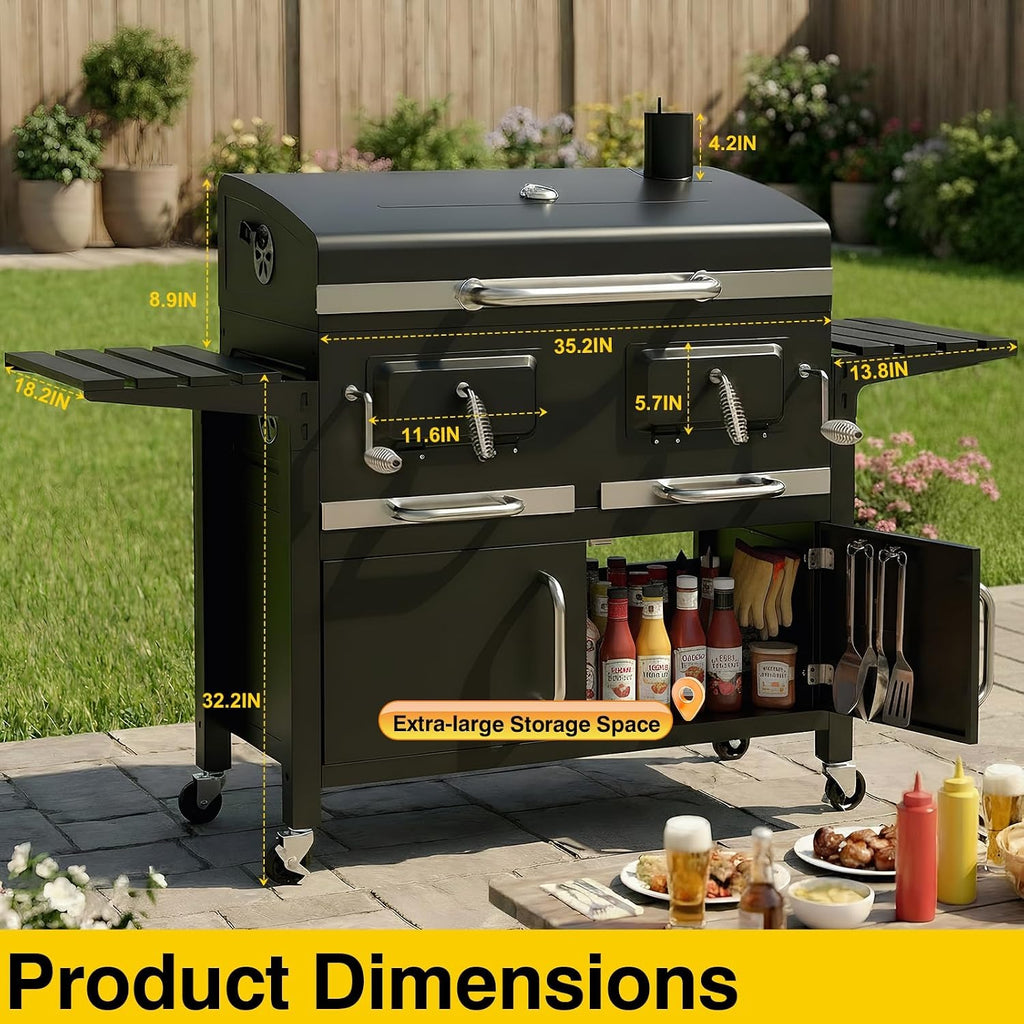 Oversized Charcoal Grill & Smoker