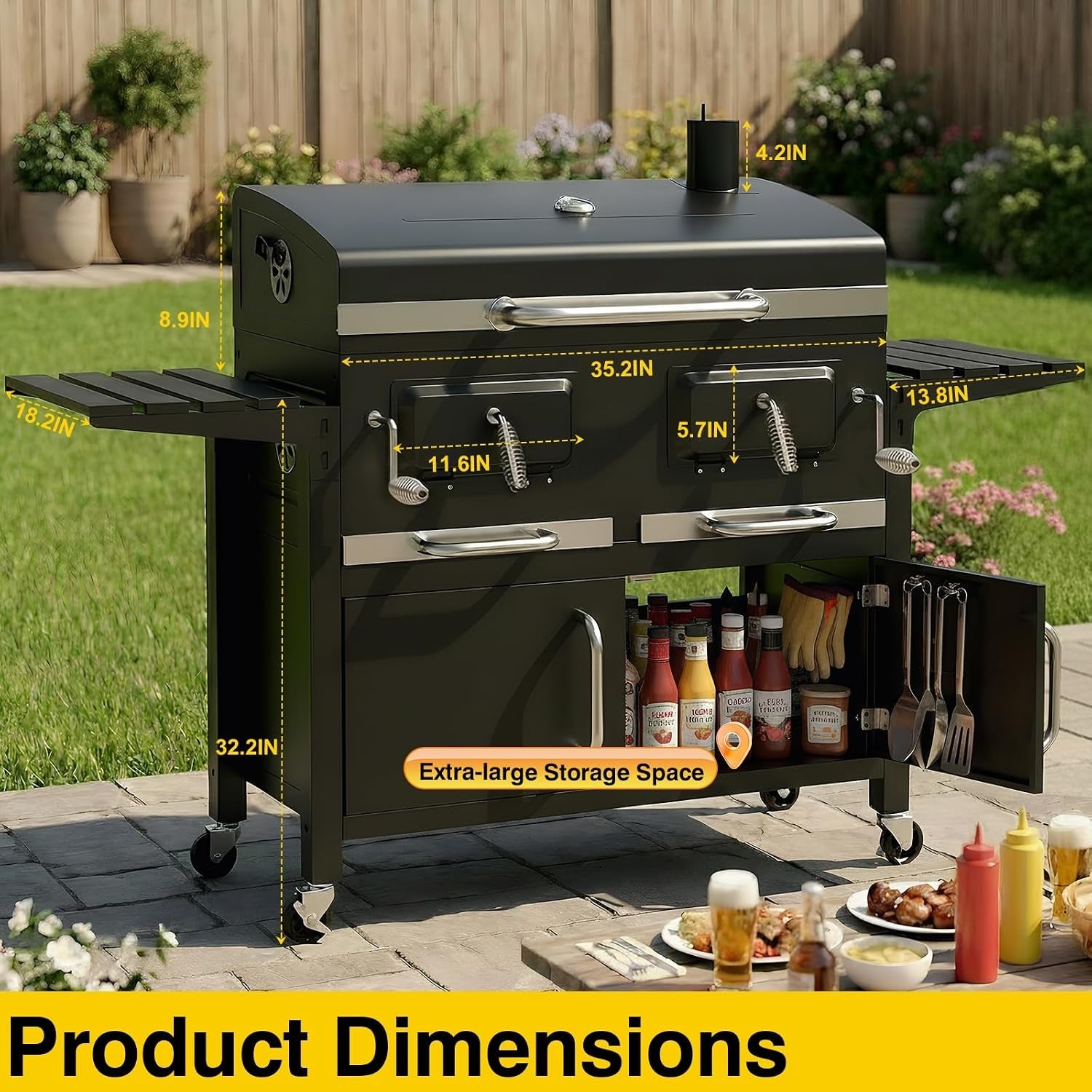 Oversized Charcoal Grill & Smoker