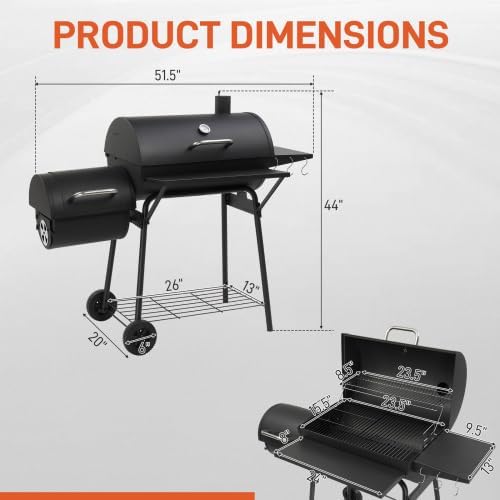 Charcoal Grill with Offset Smoker Combo