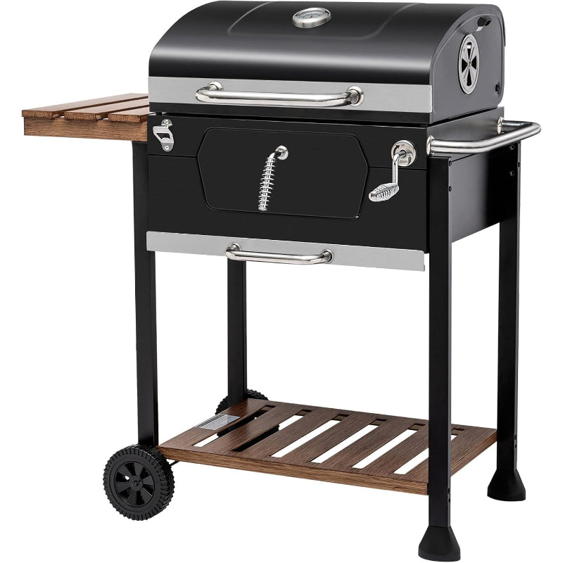 24‑Inch Charcoal Grill with Folding Table