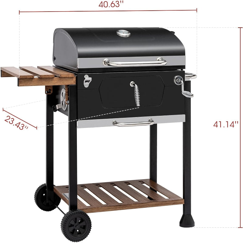 24‑Inch Charcoal Grill with Folding Table