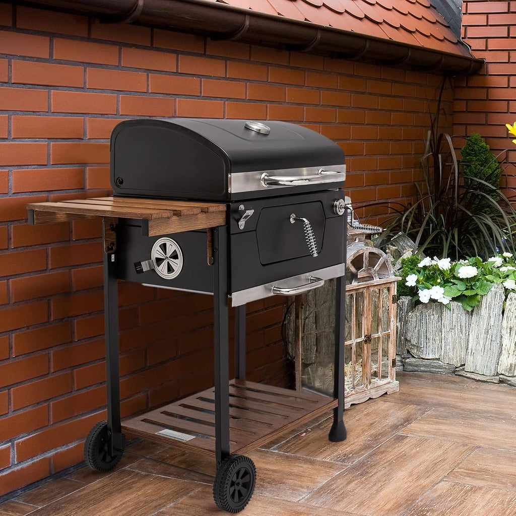 24‑Inch Charcoal Grill with Folding Table