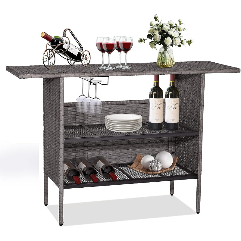 Rattan Outdoor Wicker Bar Table