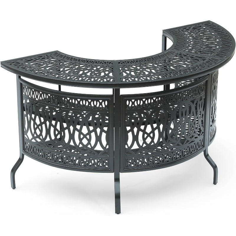 Half‑Moon Cast Aluminum Outdoor Bar Table