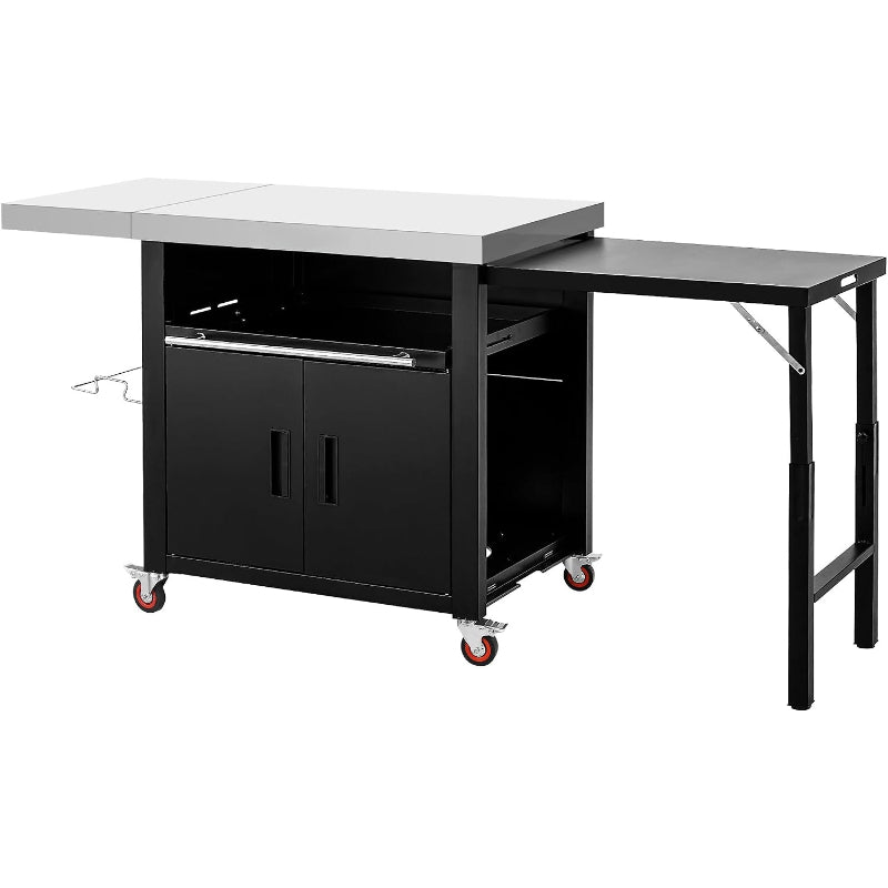 Rolling Outdoor Kitchen Island with Cabinet