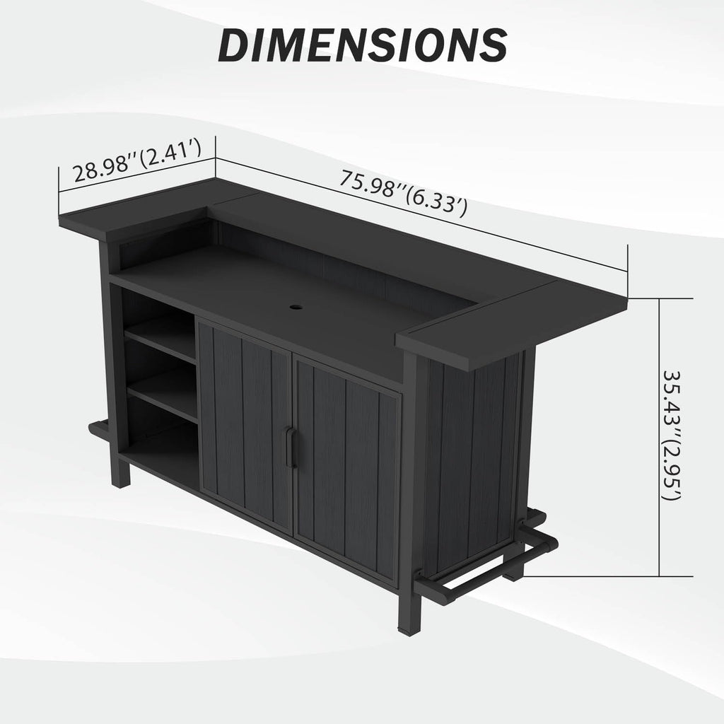 Aluminum Outdoor Bar Table with Storage