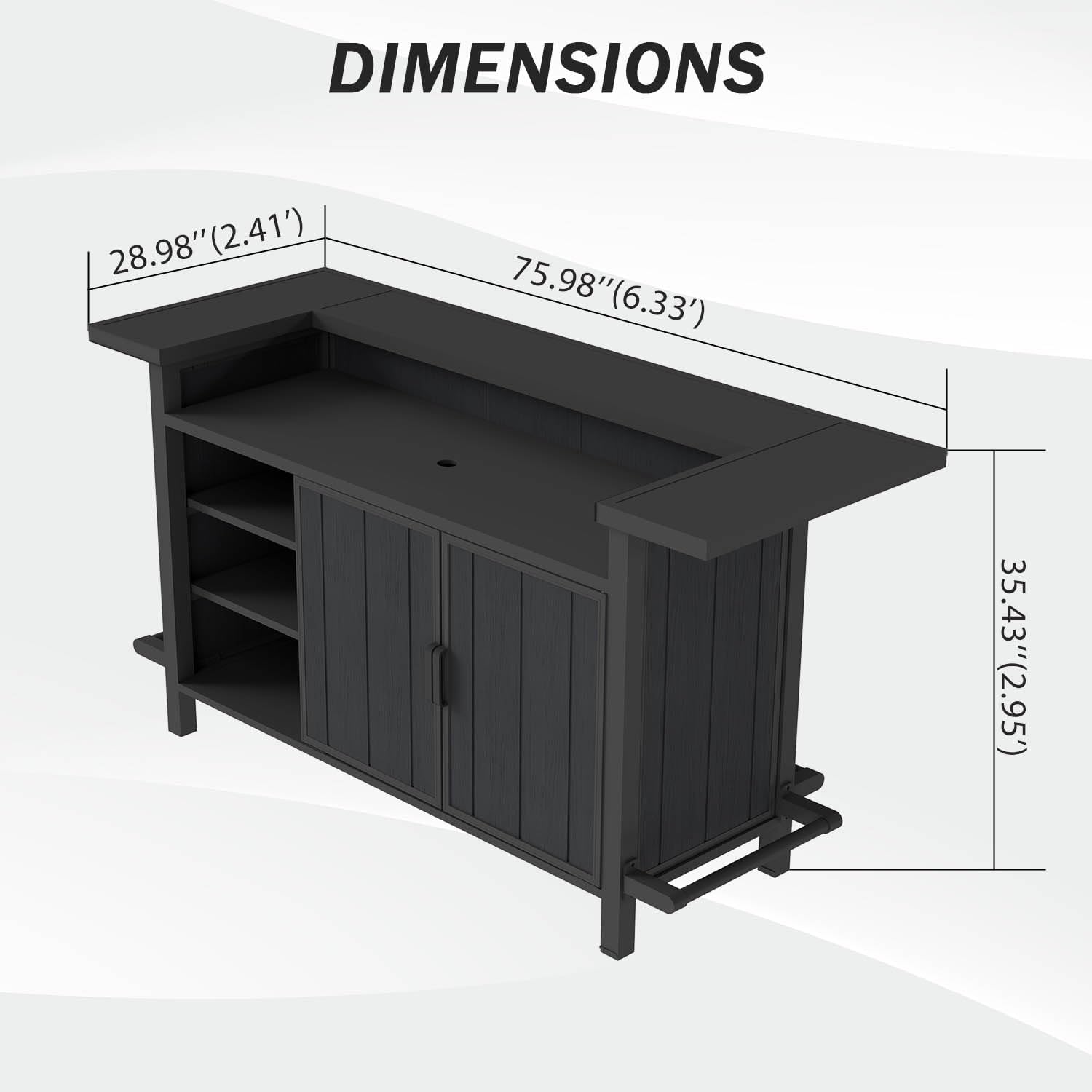 Aluminum Outdoor Bar Table with Storage