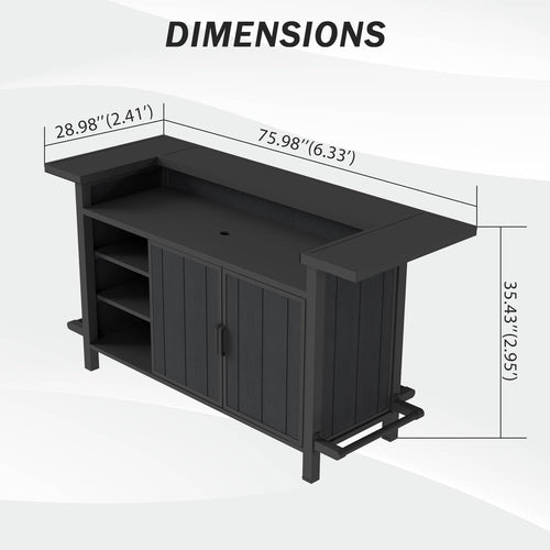 Aluminum Outdoor Bar Table with Storage