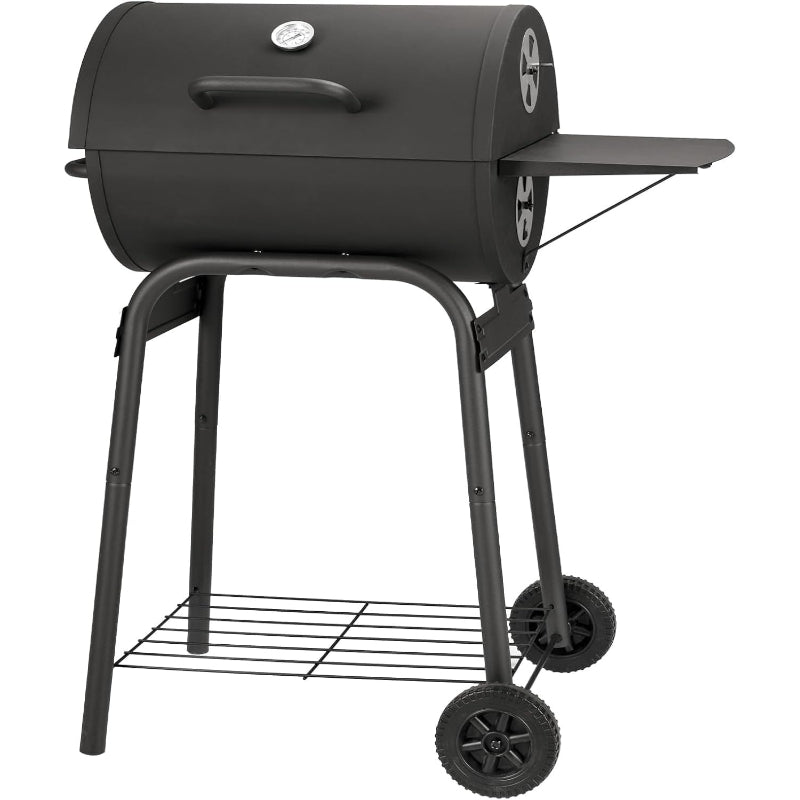 Barrel Charcoal Grill with Side Shelf