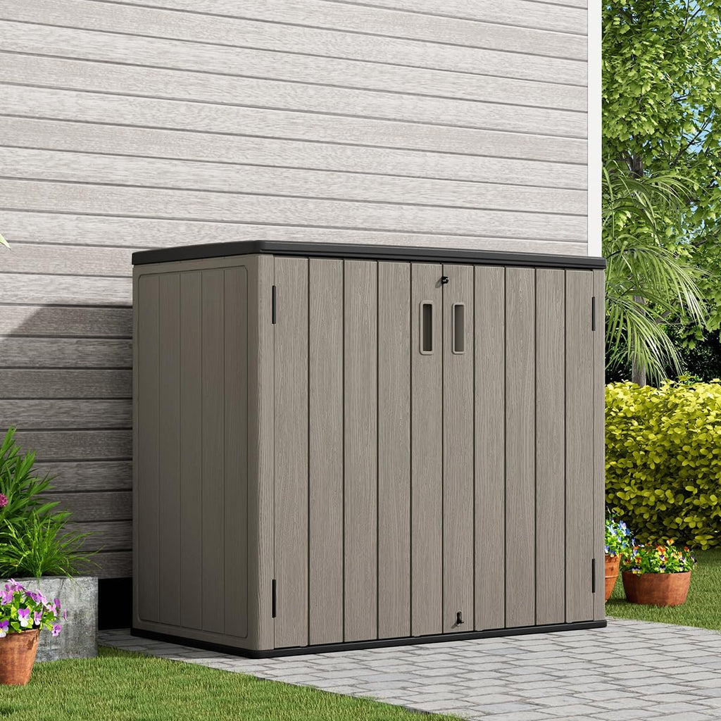 Brown Resin Lockable Horizontal Storage Shed