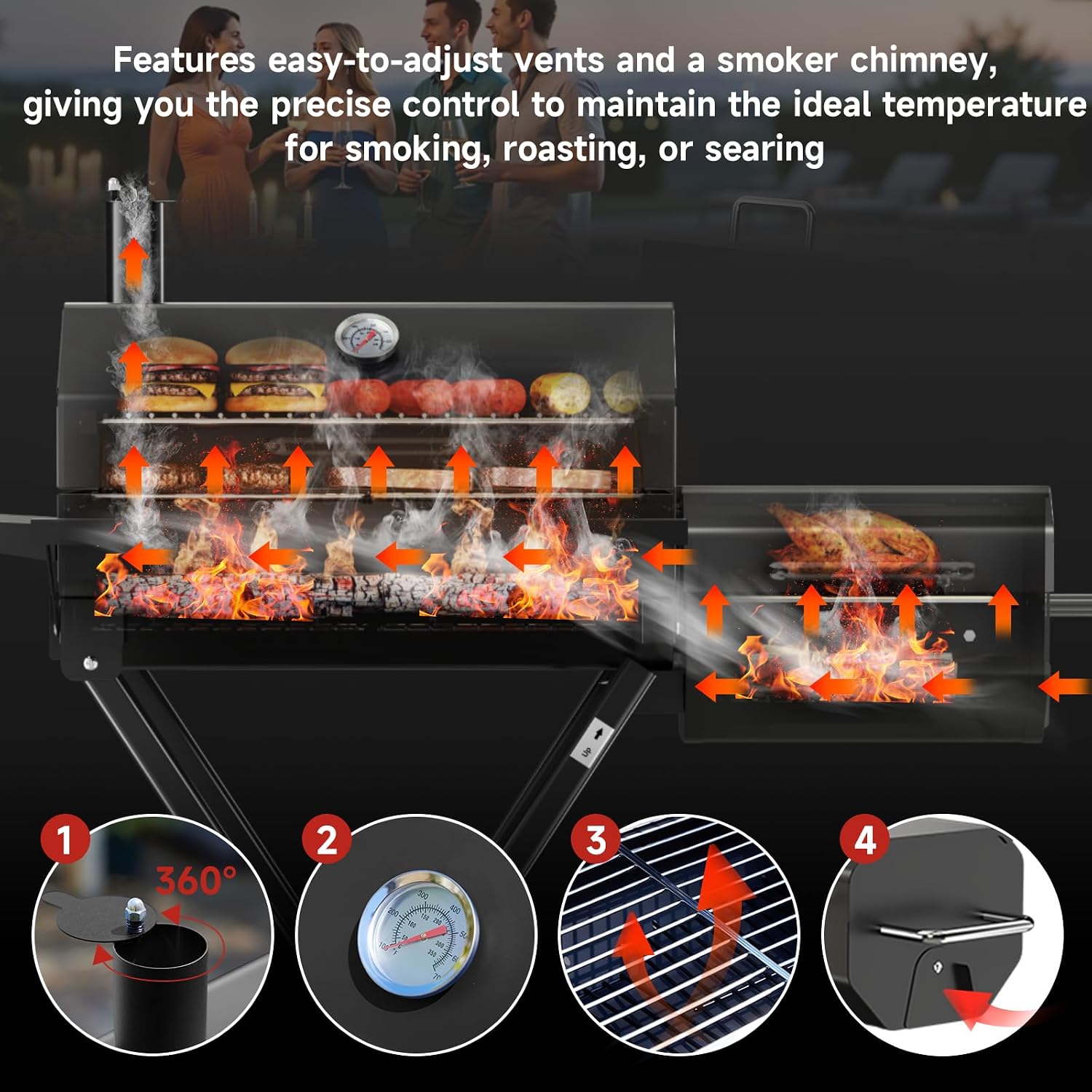 Portable Suitcase‑Style Charcoal Grill Smoker