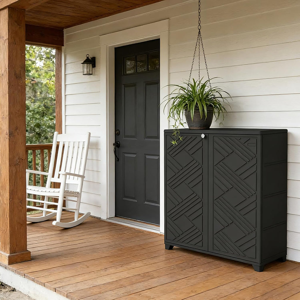 IPX4 Waterproof Resin Outdoor Storage Cabinet