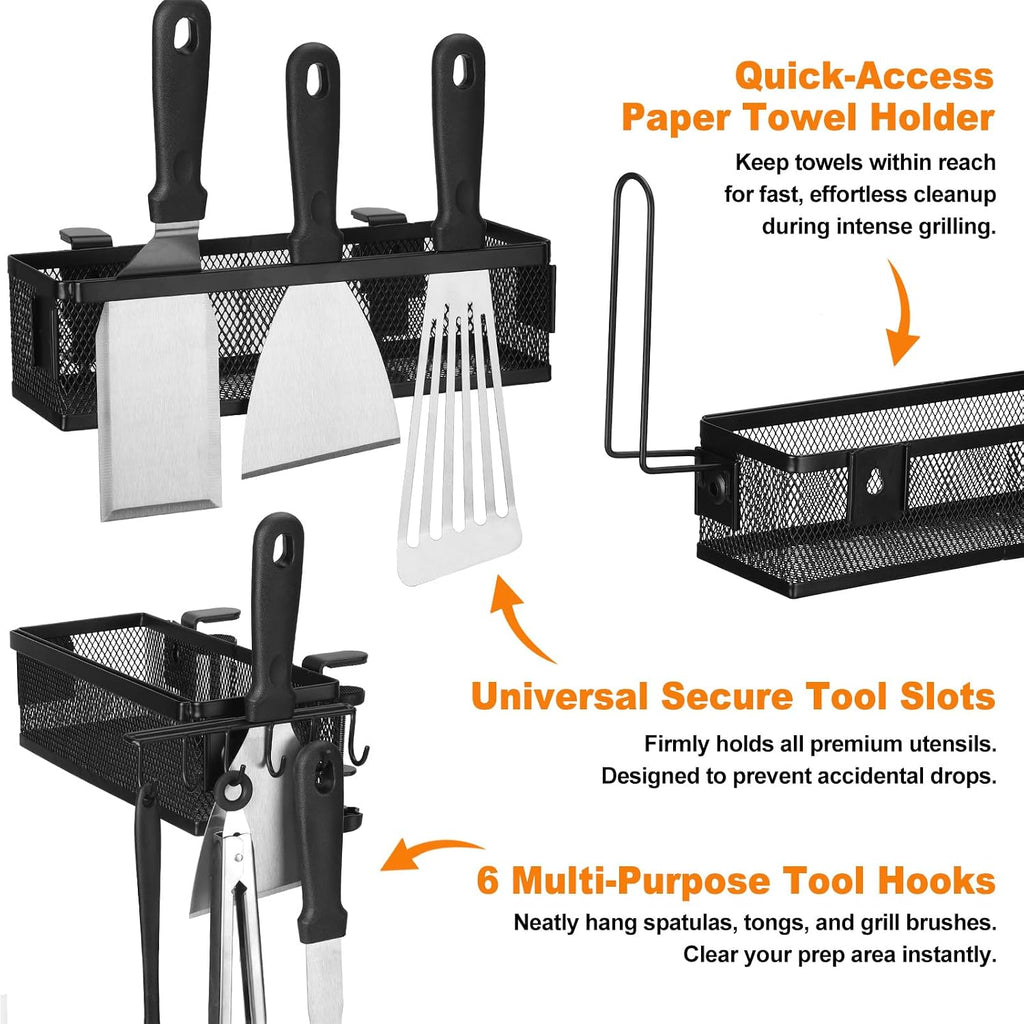 Black Griddle Caddy Side Shelf Organizer