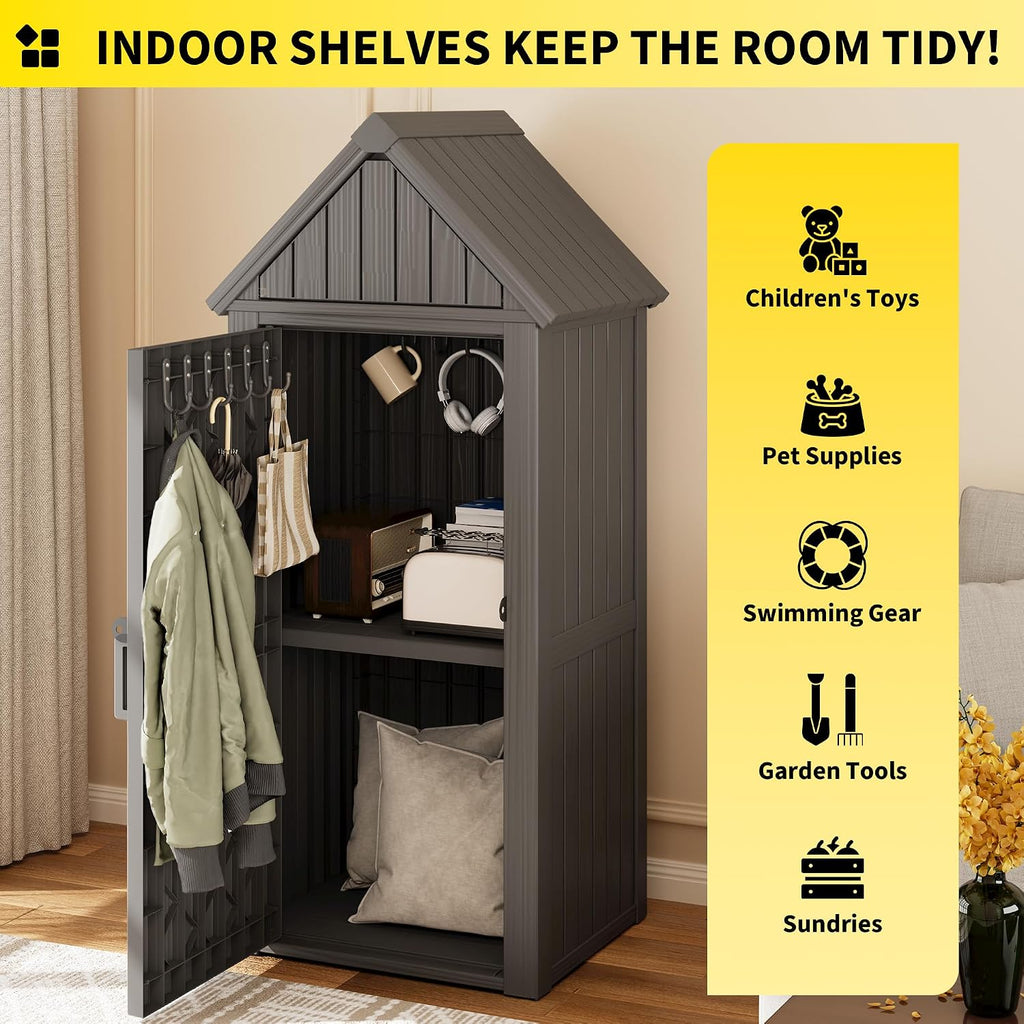 Grey Resin All‑Weather Outdoor Storage Cabinet