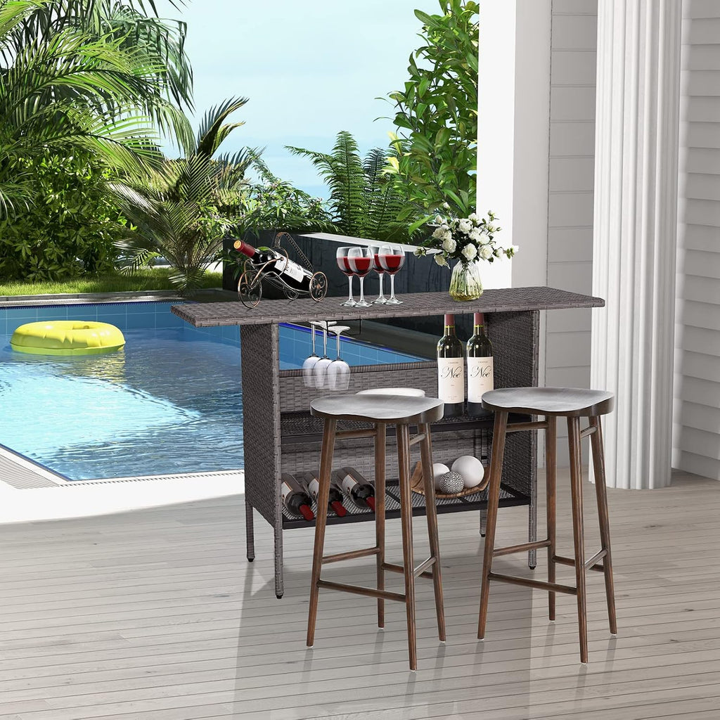 Rattan Outdoor Wicker Bar Table