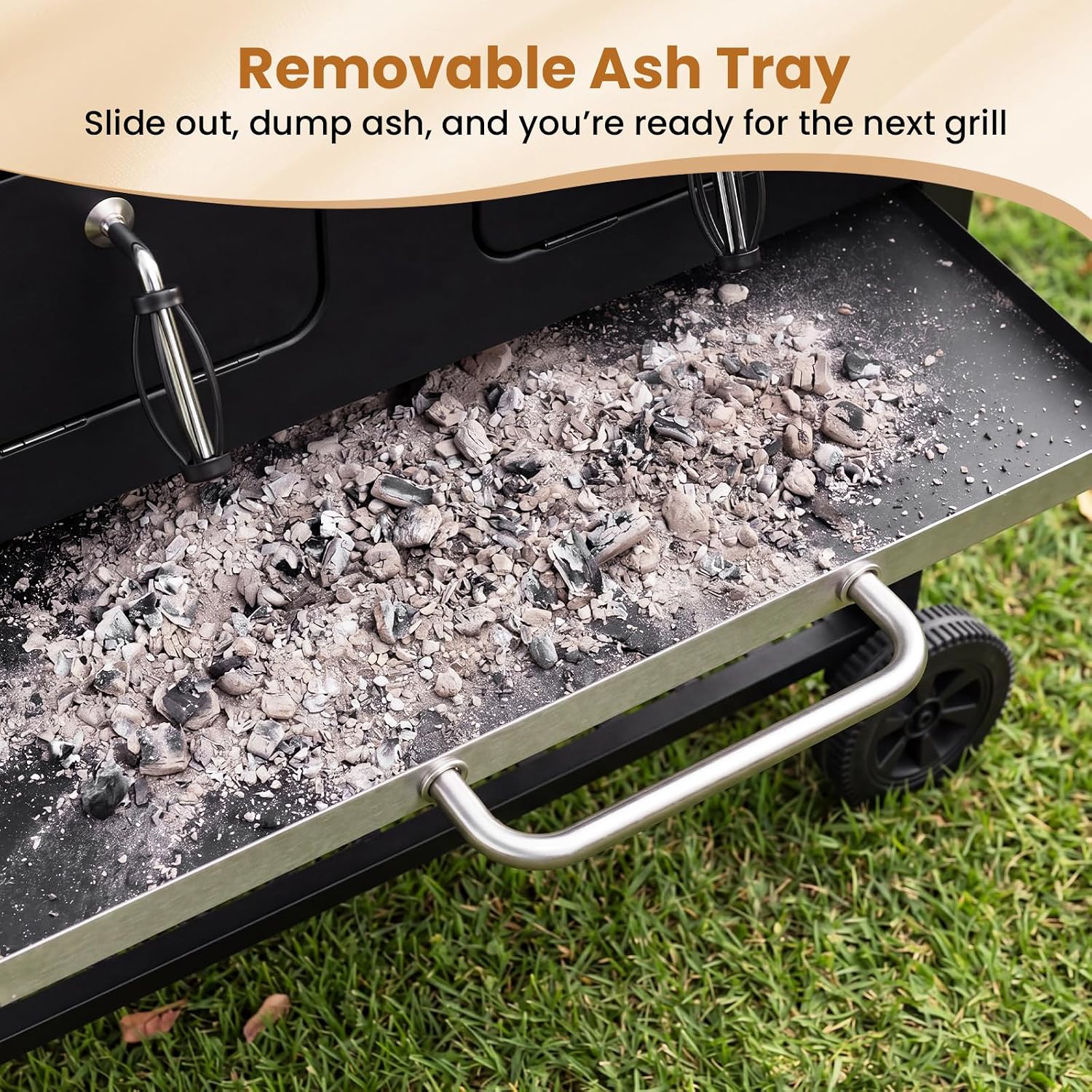 Charcoal Grill with Folding Side Tables