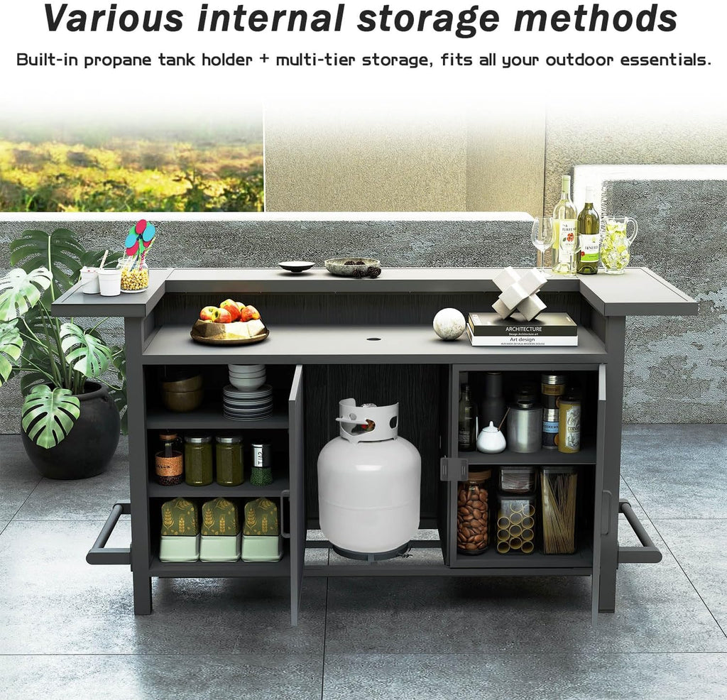 Aluminum Outdoor Bar Table with Storage