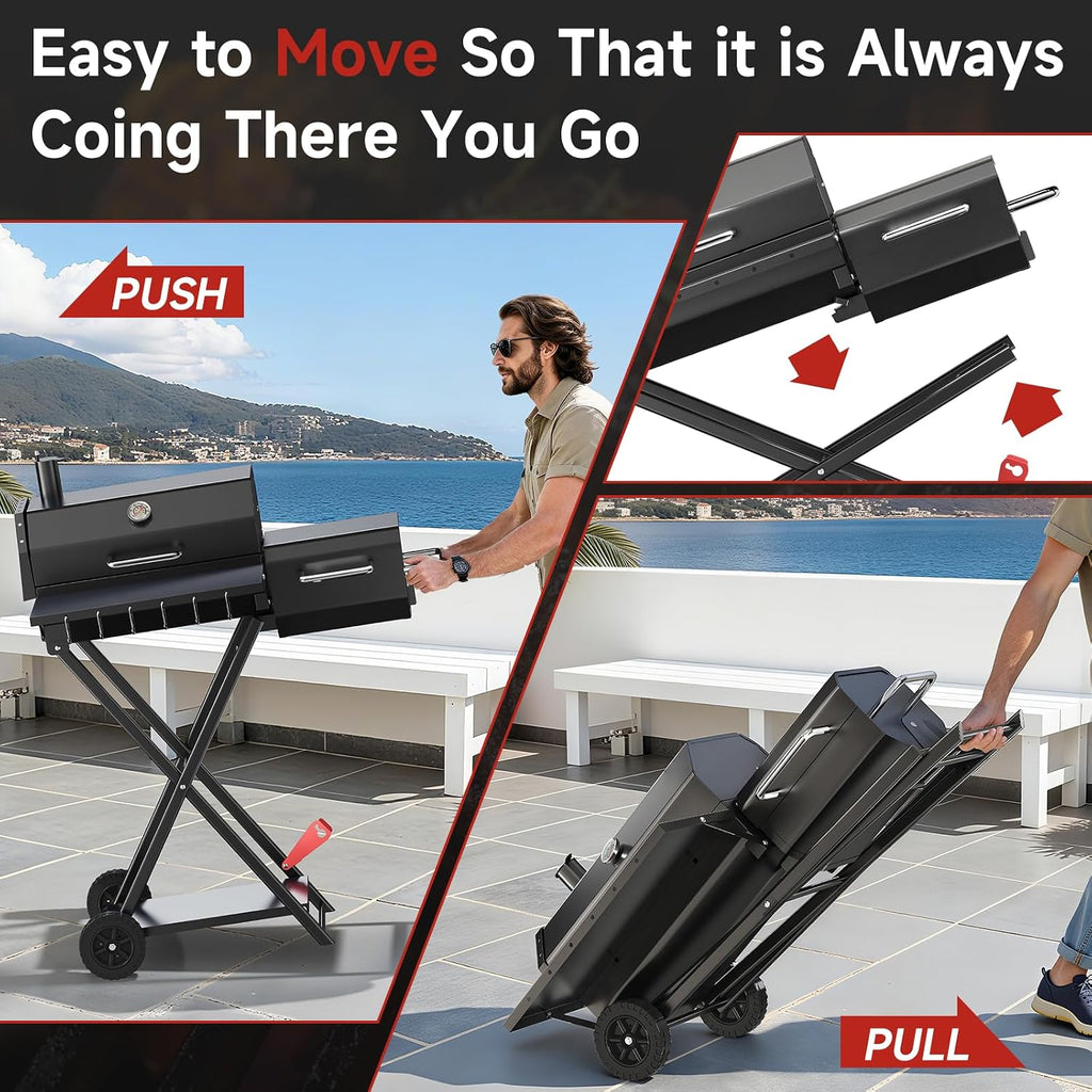 Portable Suitcase‑Style Charcoal Grill Smoker