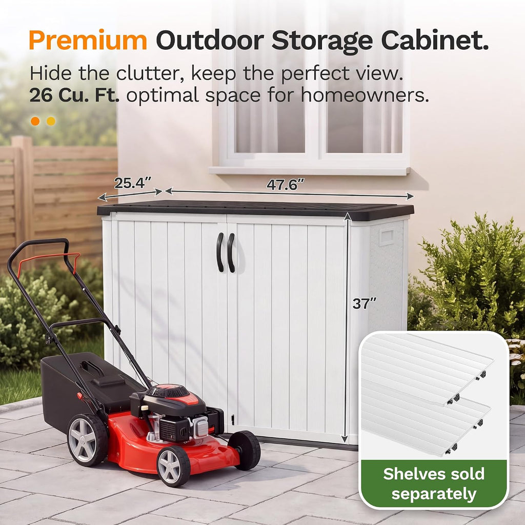 White Resin Lockable Outdoor Storage Cabinet