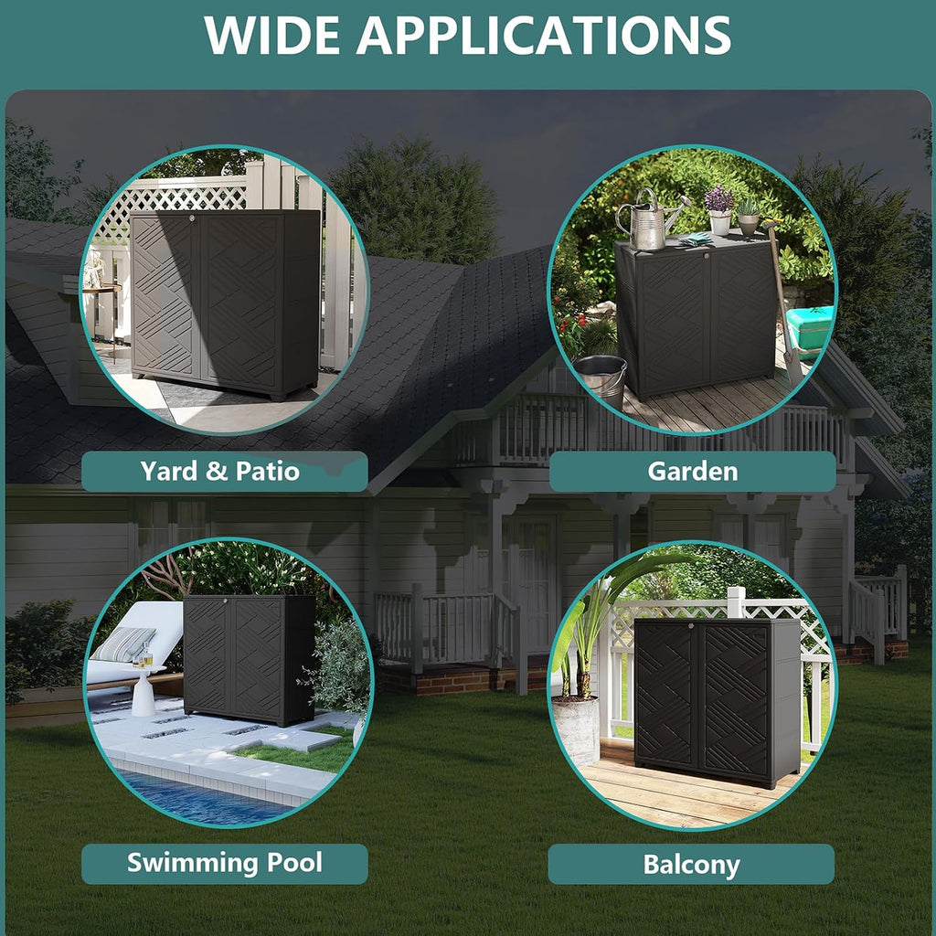 IPX4 Waterproof Resin Outdoor Storage Cabinet