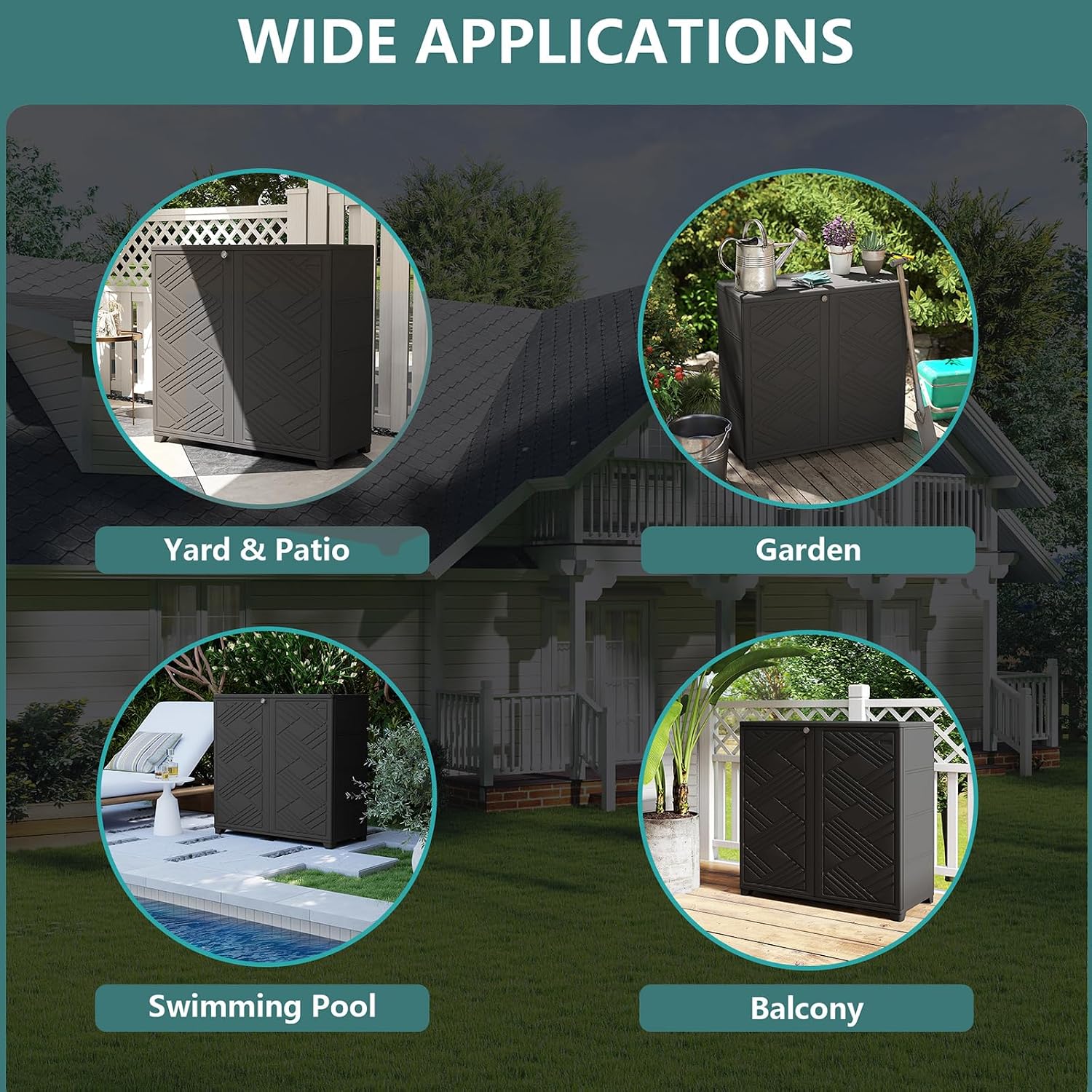 IPX4 Waterproof Resin Outdoor Storage Cabinet