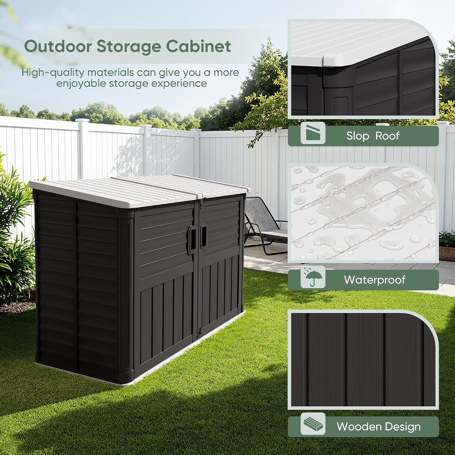 Black Resin Lockable Outdoor Storage Shed