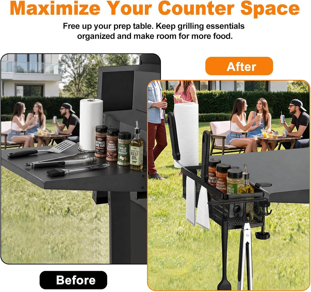 Black Griddle Caddy Side Shelf Organizer