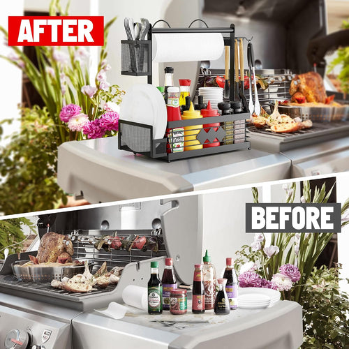 BBQ Grill Caddy with Paper & Plate Holder