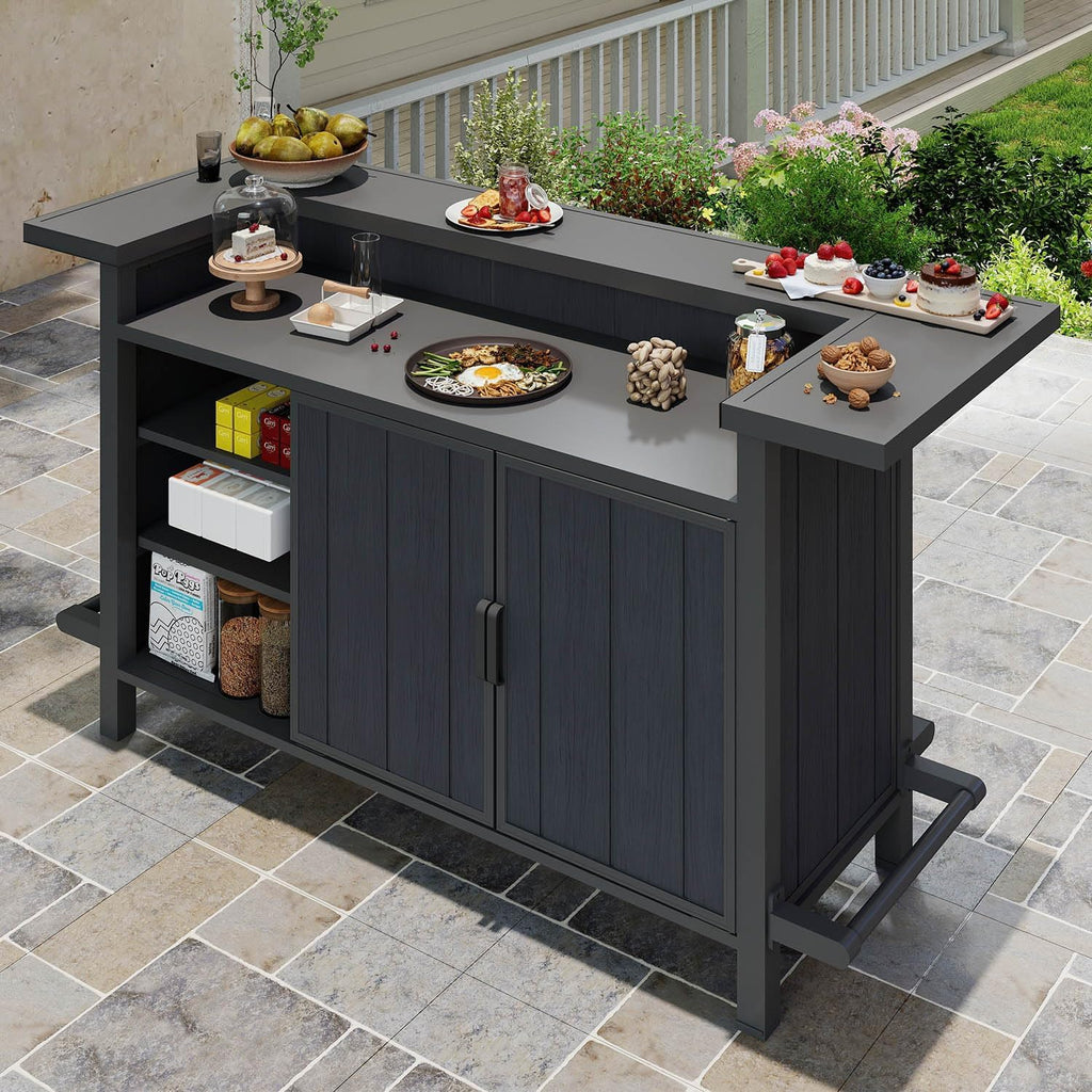 Aluminum Outdoor Bar Table with Storage