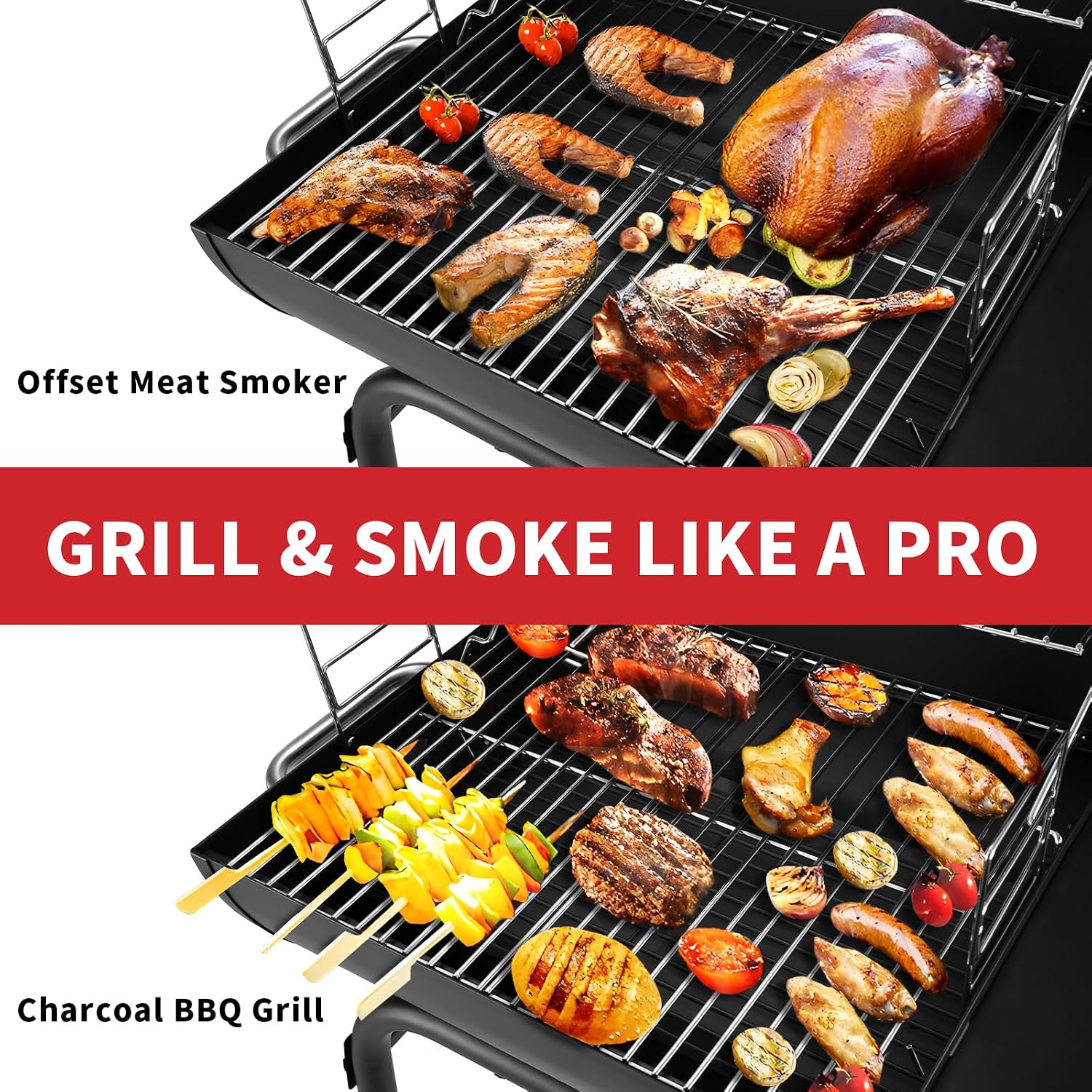 Barrel Charcoal Grill with Side Shelf
