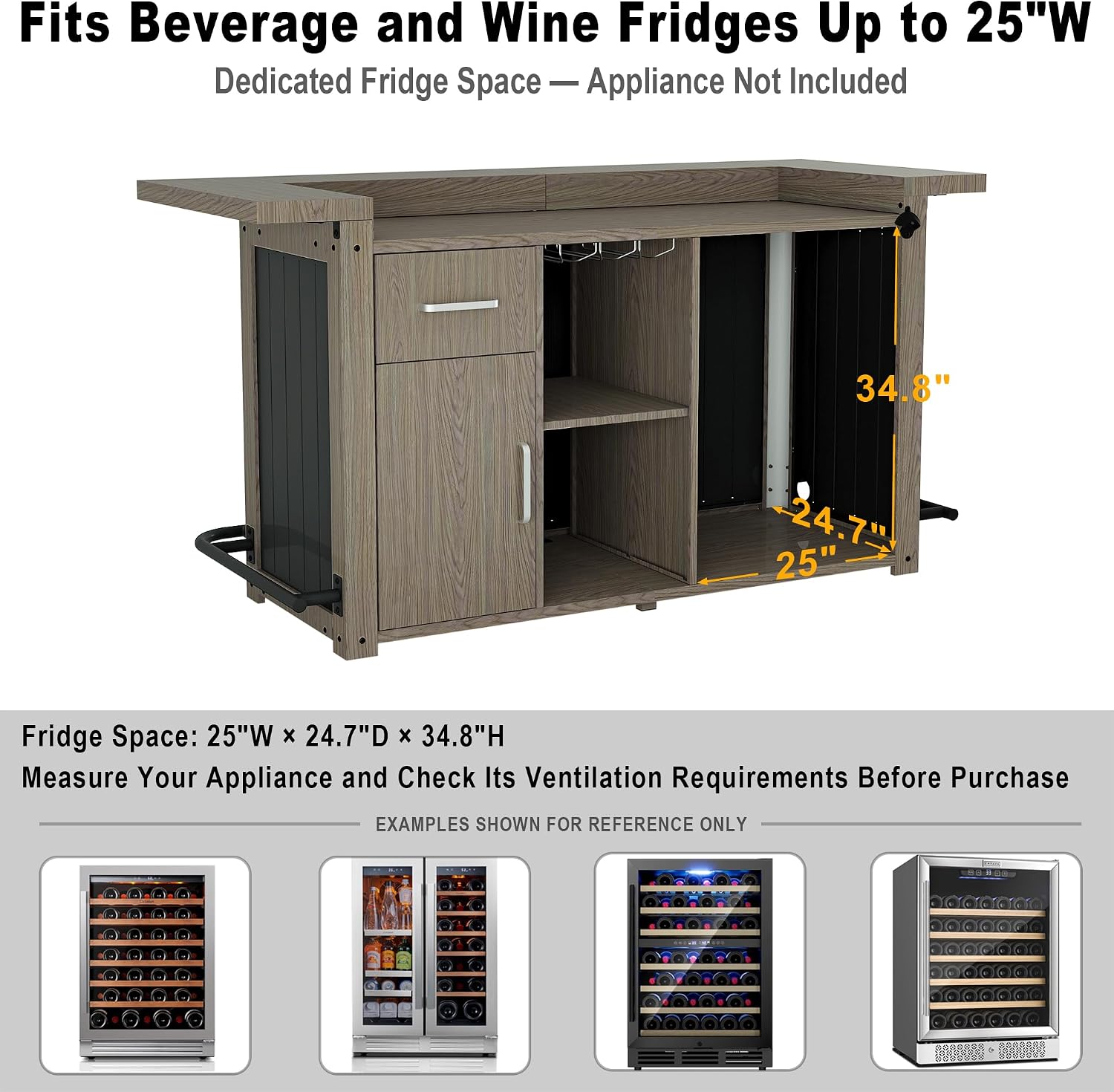 Outdoor Bar Cabinet with Fridge Space