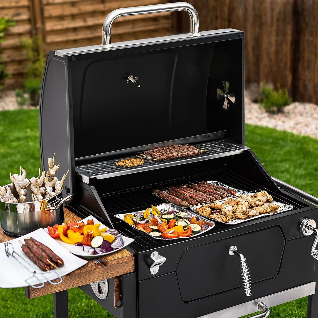 24‑Inch Charcoal Grill with Folding Table