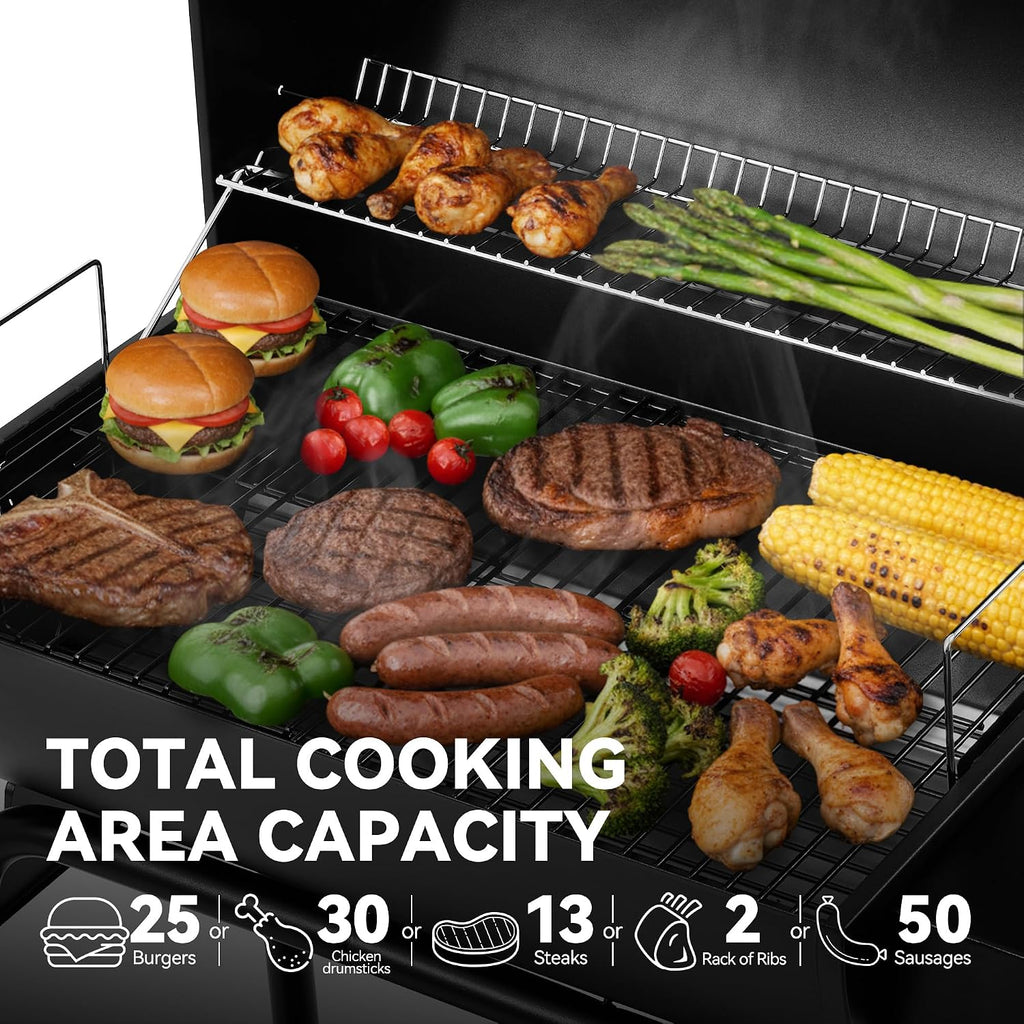 28‑Inch Barrel Charcoal Grill with Warming Rack