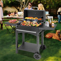 Charcoal Grill with Dual Side Tables
