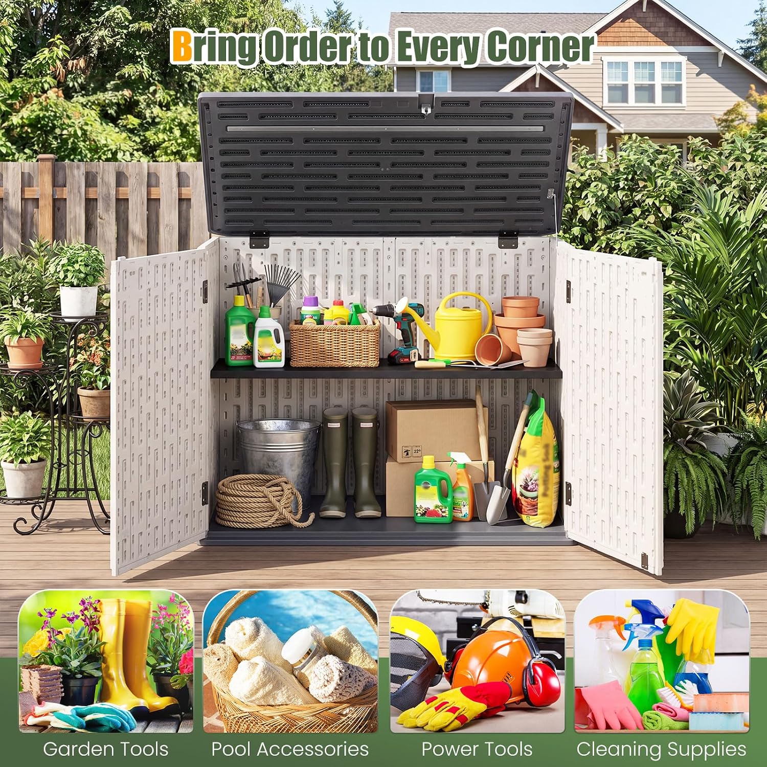 Large Resin Outdoor Storage Cabinet with Shelf  今天 10:47