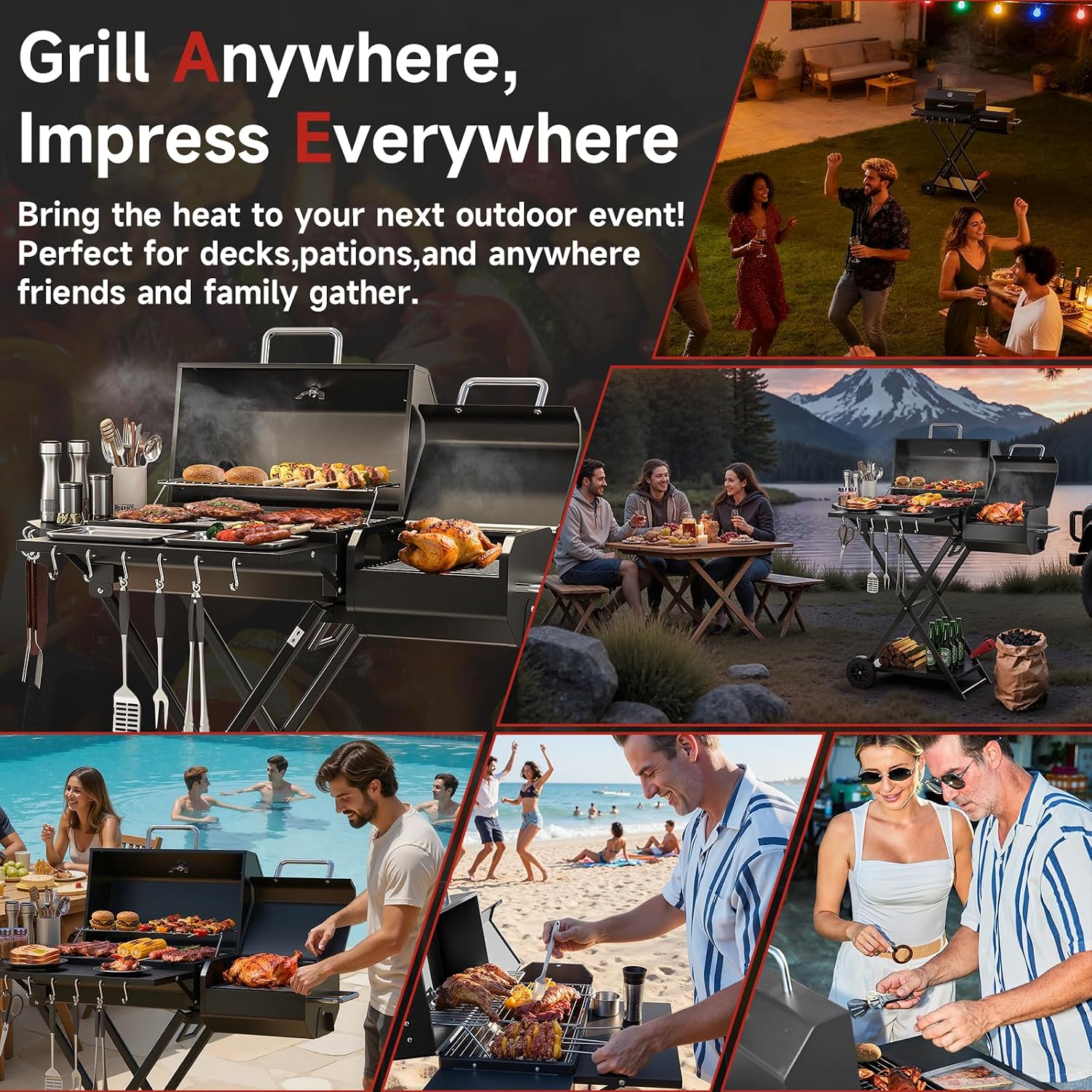 Portable Suitcase‑Style Charcoal Grill Smoker