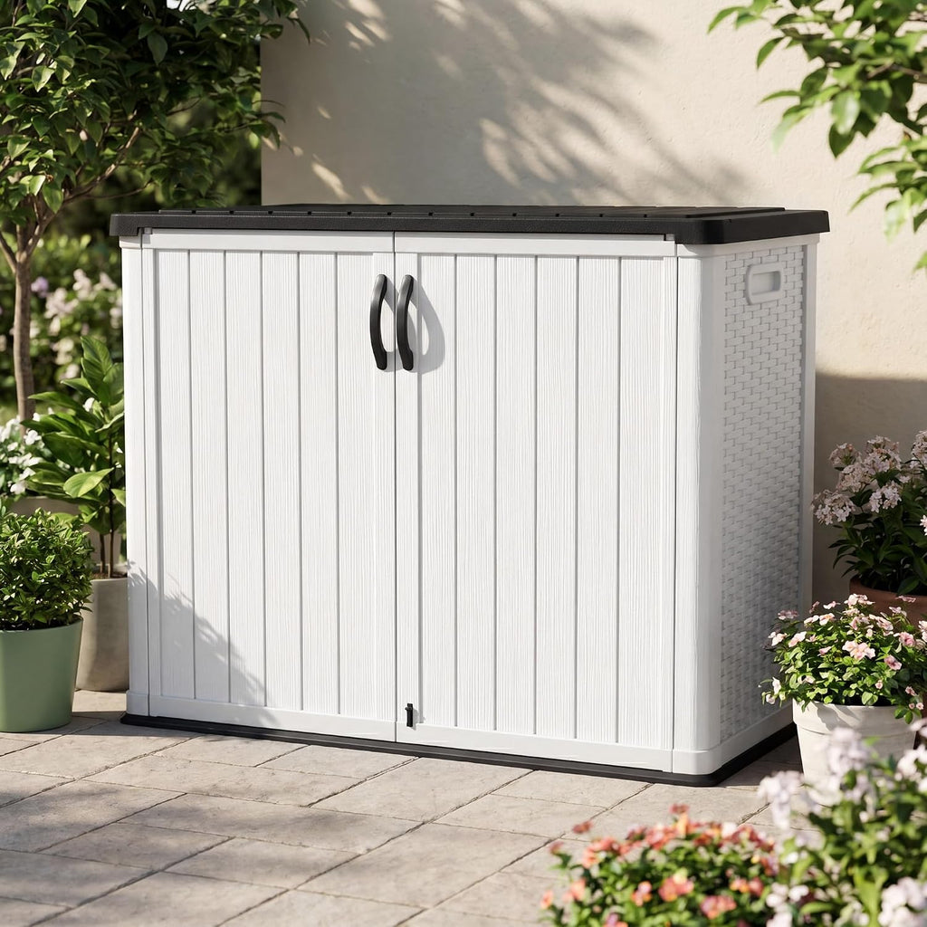 White Resin Lockable Outdoor Storage Cabinet