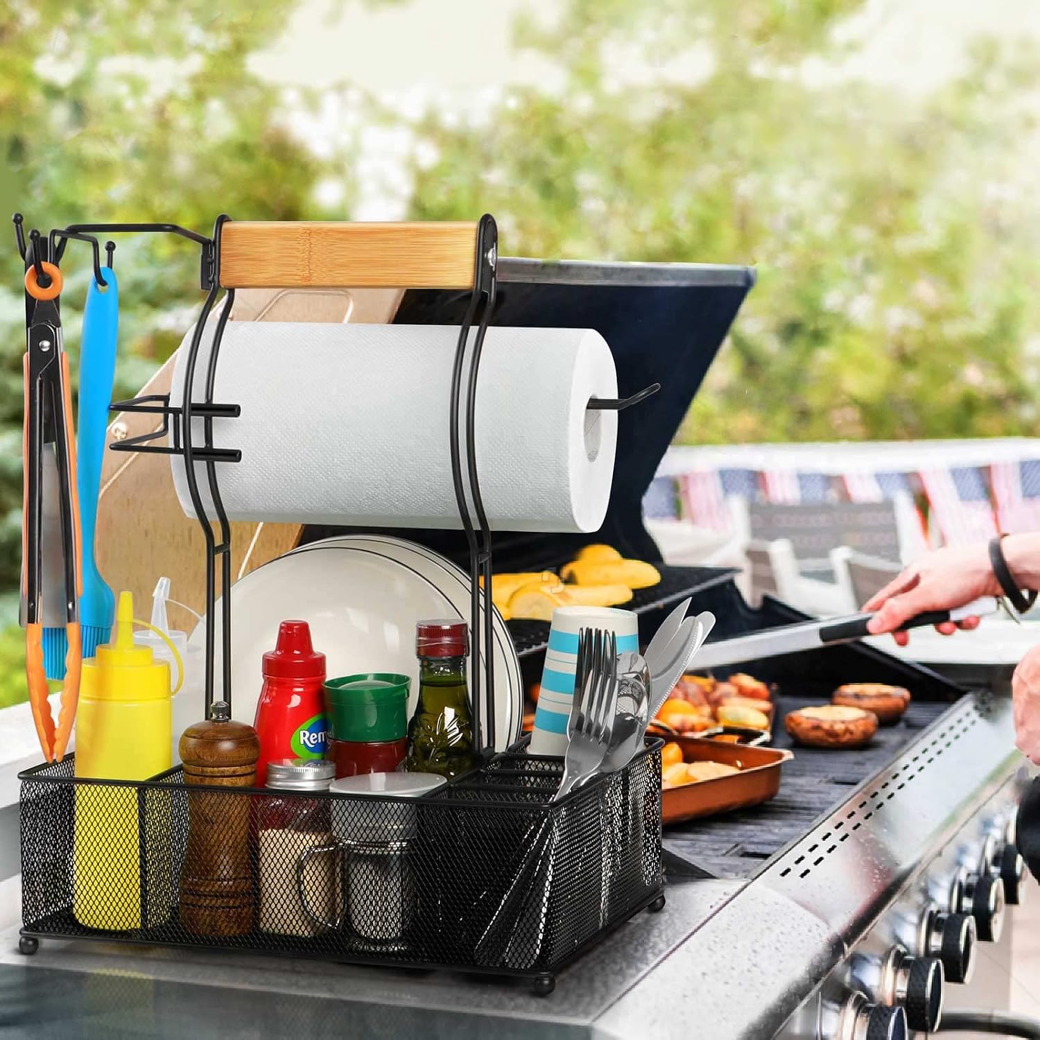 BBQ Grill Caddy with Paper Towel Holder