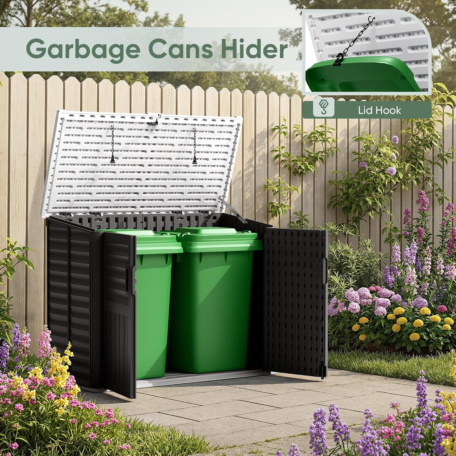 Black Resin Lockable Outdoor Storage Shed