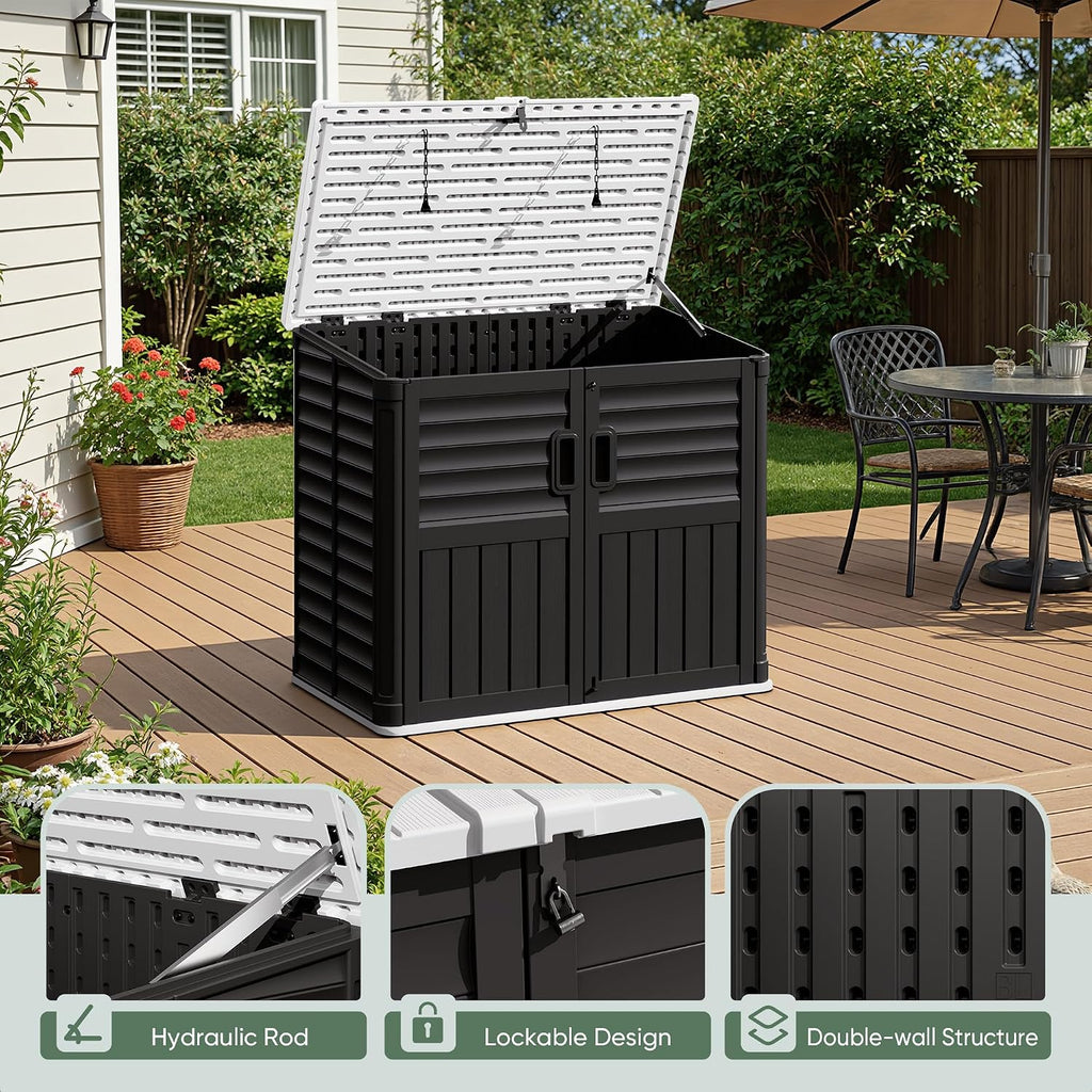 Black Resin Lockable Outdoor Storage Shed