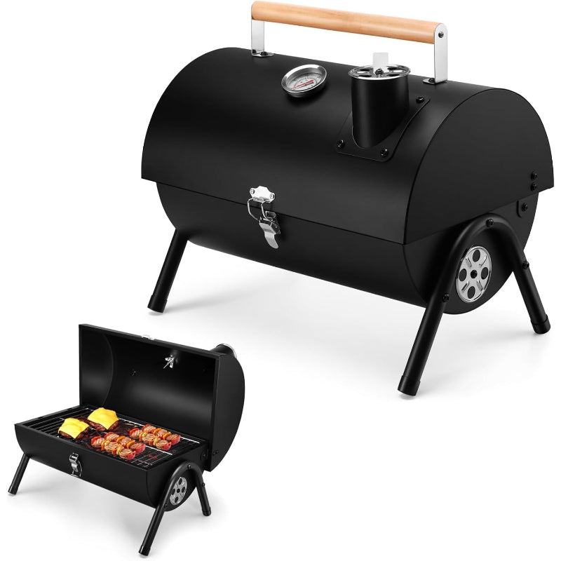 Portable Charcoal BBQ Grill with Thermometer