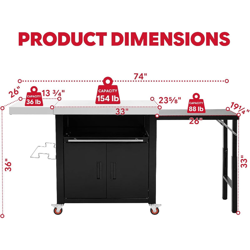 Rolling Outdoor Kitchen Island with Cabinet