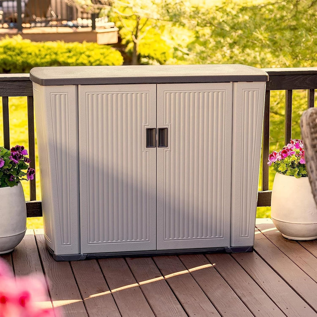 Peppercorn‑Gray XL Lockable Outdoor Storage Cabinet