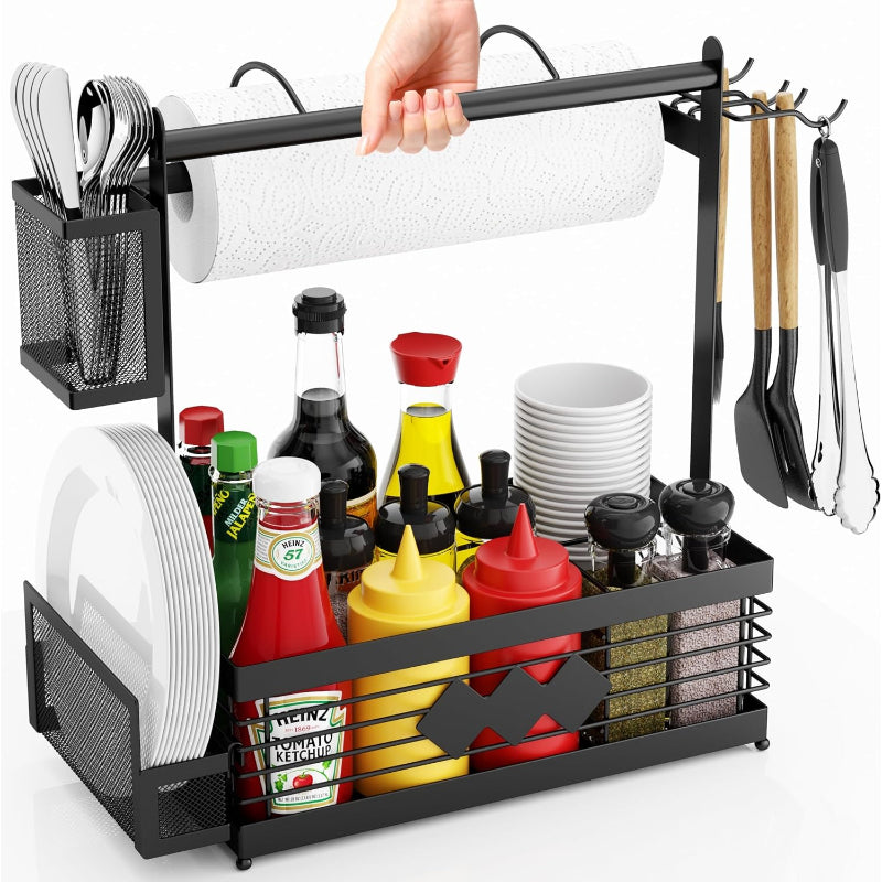 BBQ Grill Caddy with Paper & Plate Holder