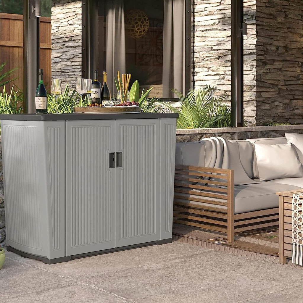 Peppercorn‑Gray XL Lockable Outdoor Storage Cabinet