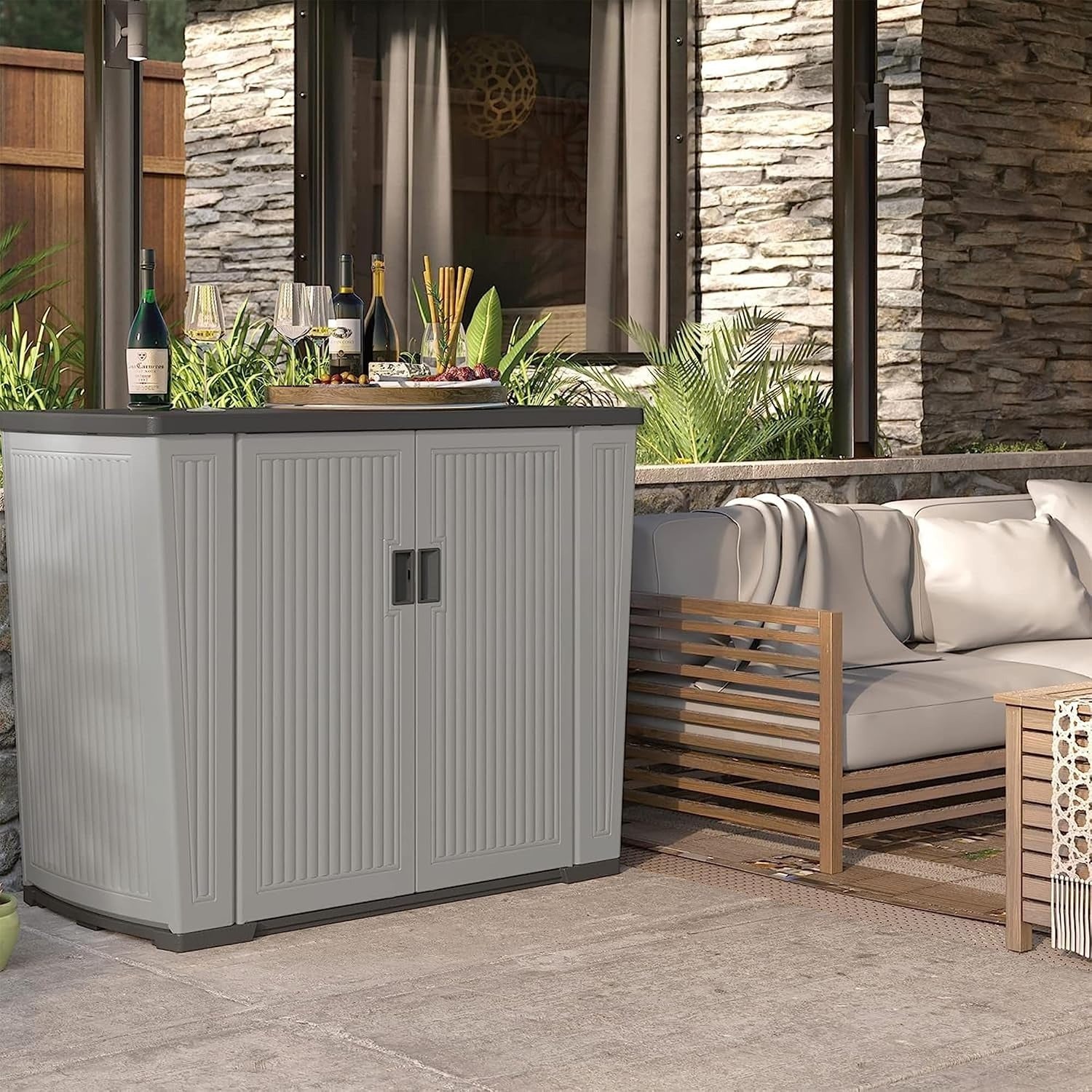 Peppercorn‑Gray XL Lockable Outdoor Storage Cabinet