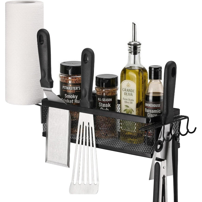 Black Griddle Caddy Side Shelf Organizer