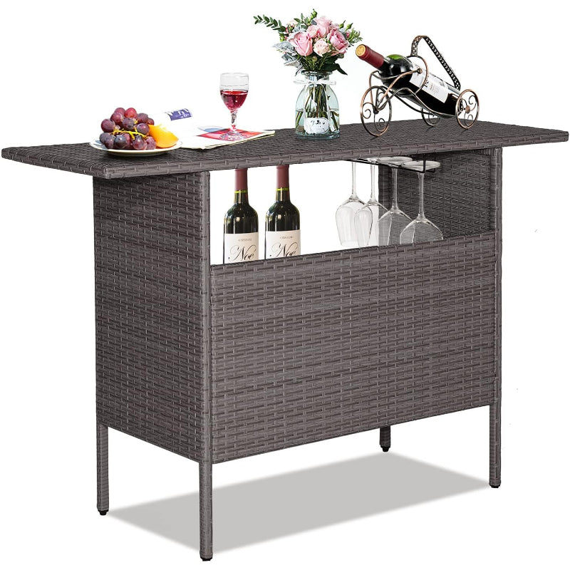 Rattan Outdoor Wicker Bar Table